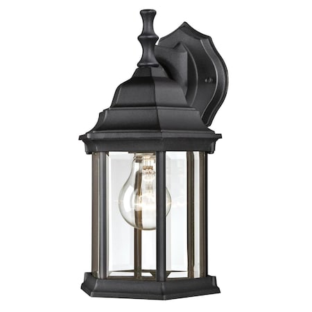 Westinghouse Fixture Wall Outdoor 100W Lantern Txtr, Black Cast Alum Clear Bev Glass Panels 6783100
